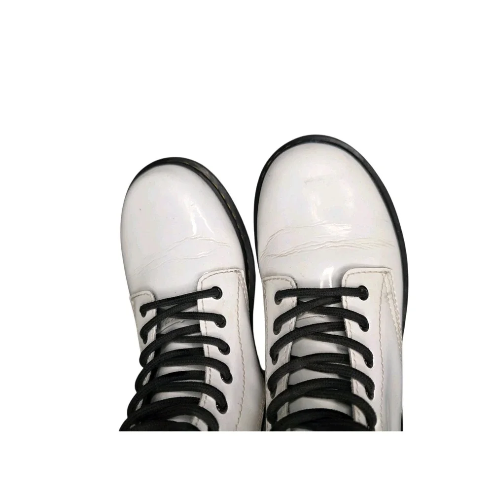 Dr Martens 1460 J White Patent Leather Lace Up Boots Youth US 4 EU 36